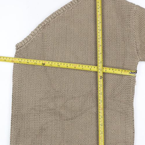 M&S Womens Beige XS Chunky Knit Open Front Cotton Cardigan