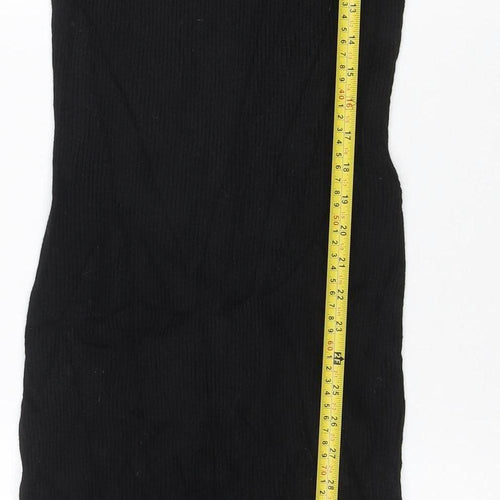 Guess Women’s Black UK 8 Rib Knit Roll Neck Jumper Dress Gold Buttons
