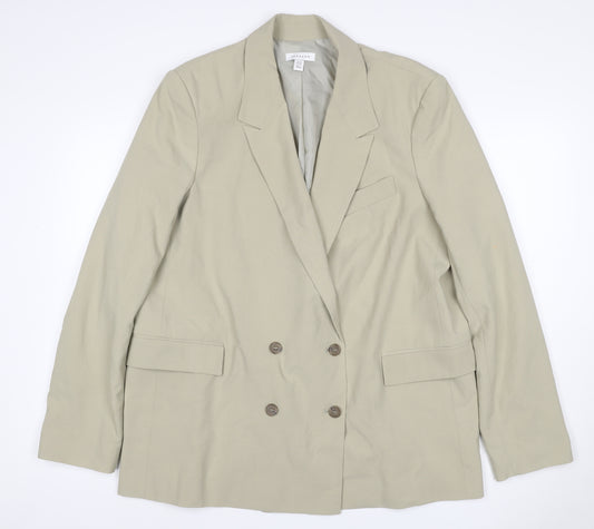 Topshop Women’s Beige UK 16 Double-Breasted Long Blazer Jacket