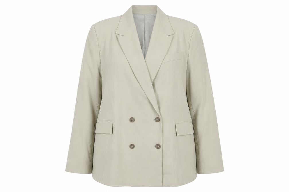 Topshop Women’s Beige UK 16 Double-Breasted Long Blazer Jacket