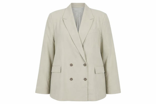Topshop Women’s Beige UK 16 Double-Breasted Long Blazer Jacket