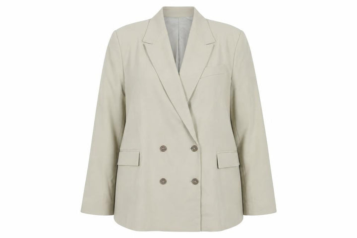 Topshop Women’s Beige UK 16 Double-Breasted Long Blazer Jacket