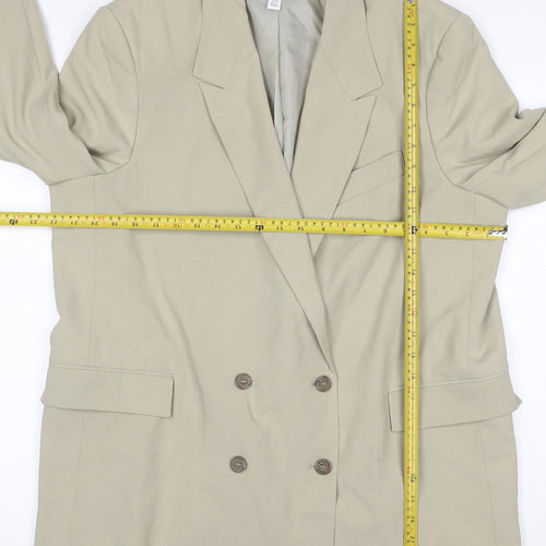 Topshop Women’s Beige UK 16 Double-Breasted Long Blazer Jacket