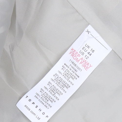 Topshop Women’s Beige UK 16 Double-Breasted Long Blazer Jacket