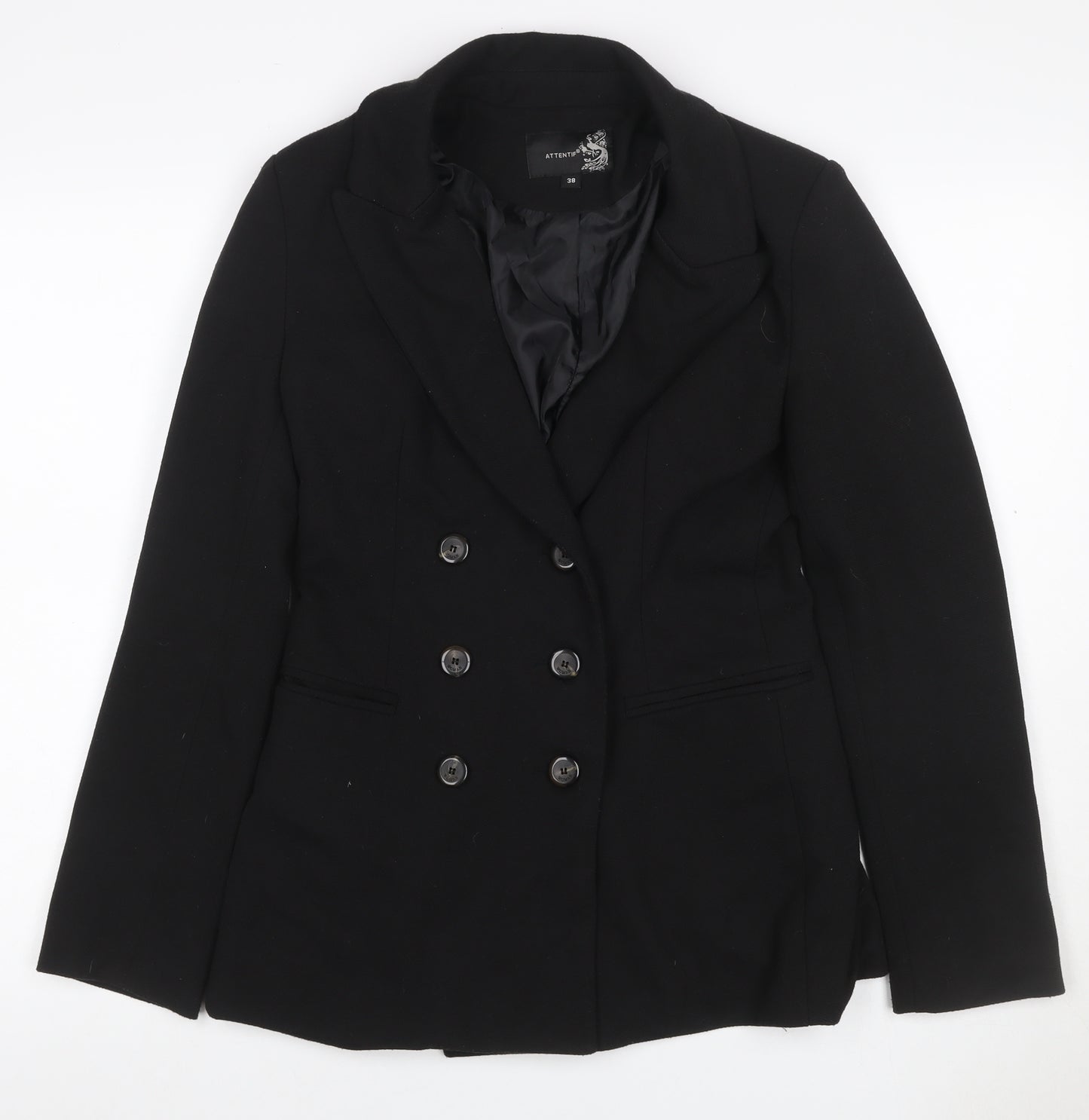 Attentif Women’s Black UK 10 Double-Breasted Six Button Blazer