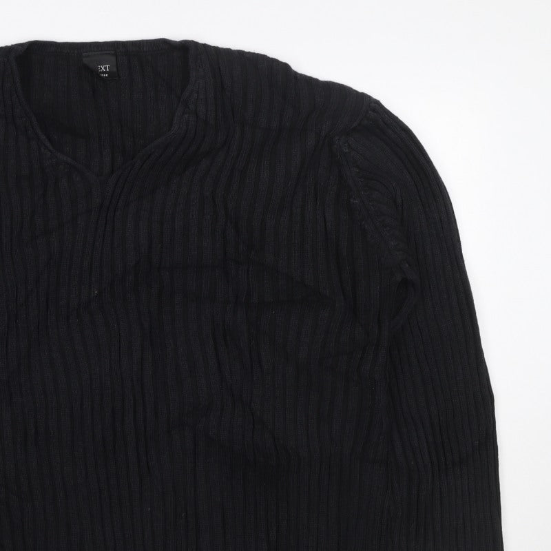 Next Men’s Black XL Cable Knit V-Neck Pullover Jumper