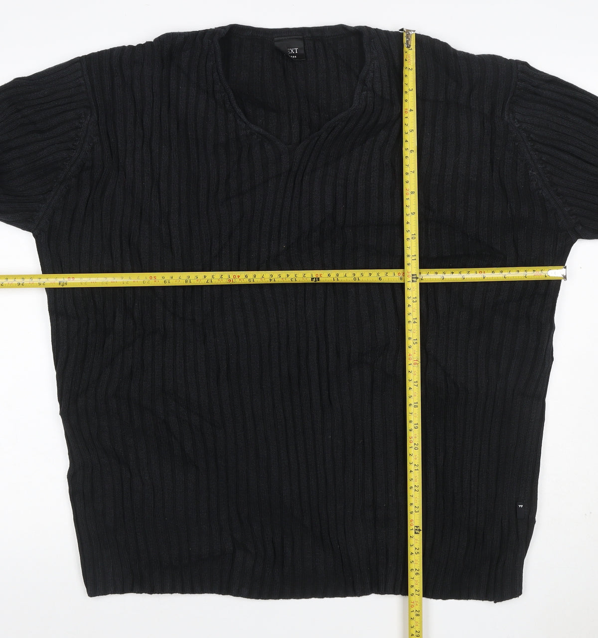 Next Men’s Black XL Cable Knit V-Neck Pullover Jumper