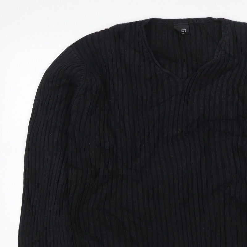 Next Men’s Black XL Cable Knit V-Neck Pullover Jumper