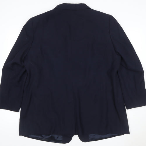 Gerry Weber Women Navy Blue UK 20 Wool Blend Single-Breasted Blazer