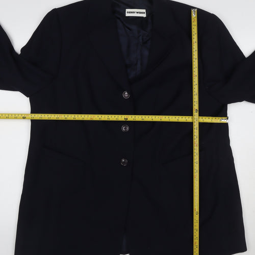 Gerry Weber Women Navy Blue UK 20 Wool Blend Single-Breasted Blazer