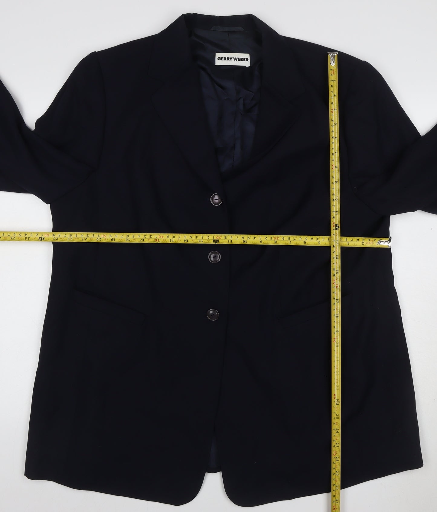 Gerry Weber Women Navy Blue UK 20 Wool Blend Single-Breasted Blazer