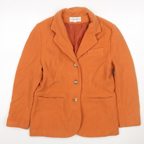 Laurene M Women Orange Wool Blend Blazer UK 14 Single-Breasted