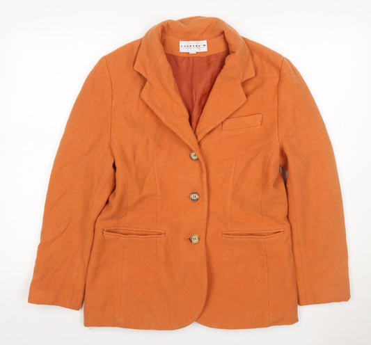 Laurene M Women Orange Wool Blend Blazer UK 14 Single-Breasted