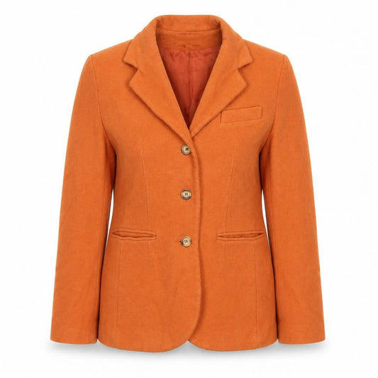 Laurene M Women Orange Wool Blend Blazer UK 14 Single-Breasted