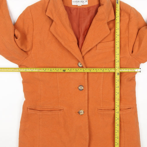 Laurene M Women Orange Wool Blend Blazer UK 14 Single-Breasted