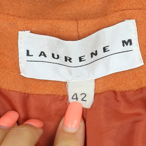 Laurene M Women Orange Wool Blend Blazer UK 14 Single-Breasted