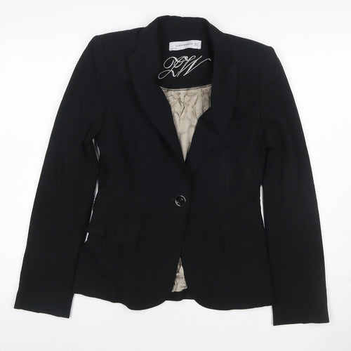 Zara Woman Women's Black UK 8 Tailored One Button Lined Blazer Jacket