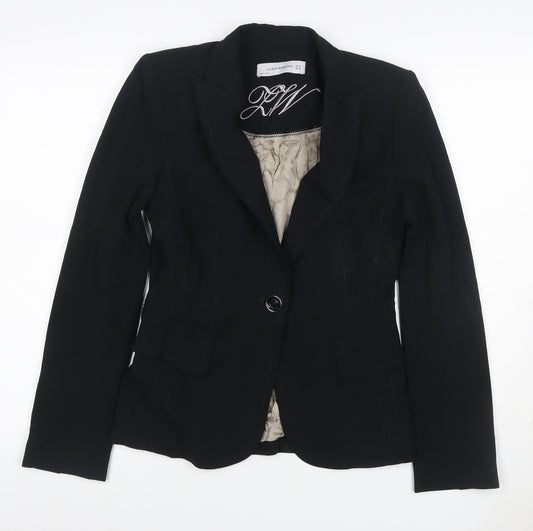 Zara Woman Women's Black UK 8 Tailored One Button Lined Blazer Jacket
