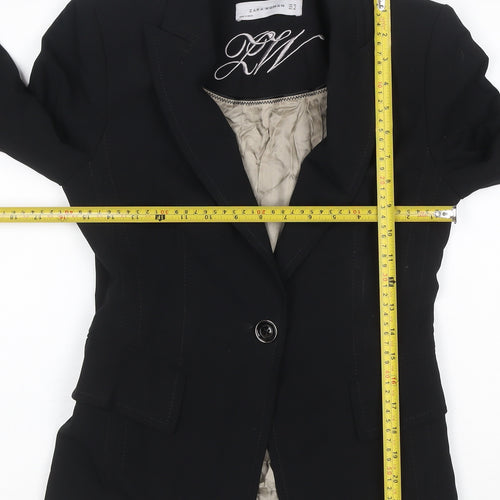 Zara Woman Women's Black UK 8 Tailored One Button Lined Blazer Jacket