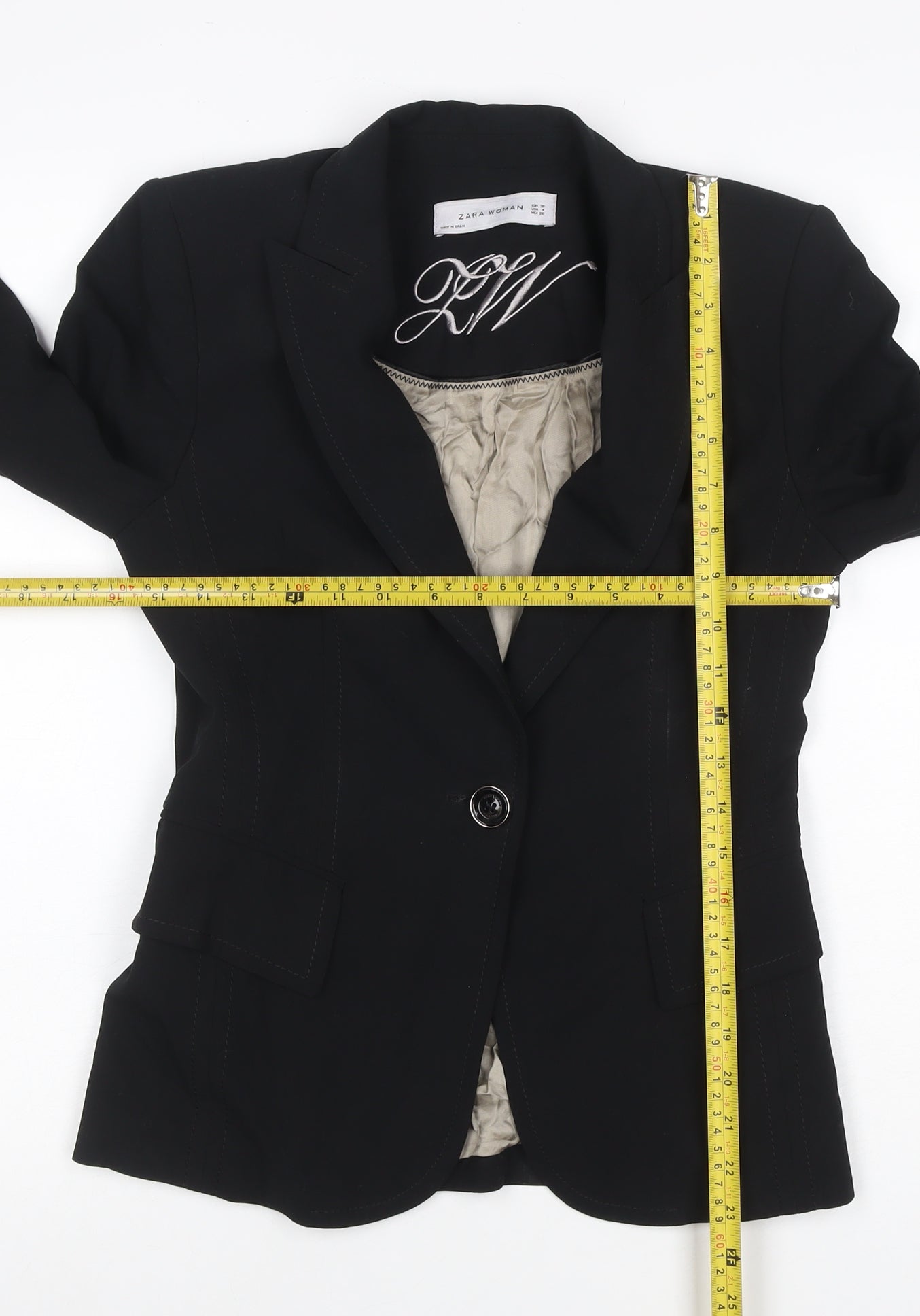 Zara Woman Women's Black UK 8 Tailored One Button Lined Blazer Jacket