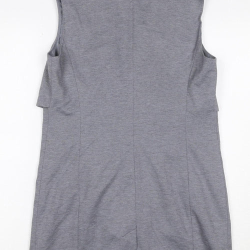 Atmosphere Women Grey Size 10 Long Sleeveless Zip Pocket Waistcoat