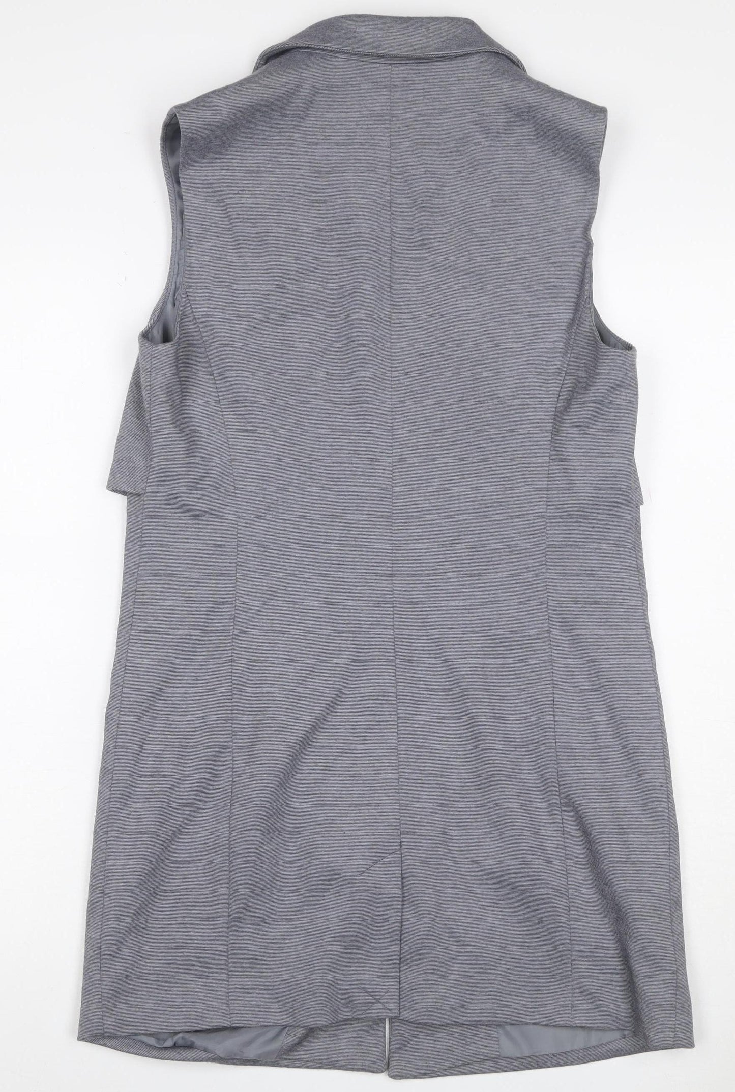 Atmosphere Women Grey Size 10 Long Sleeveless Zip Pocket Waistcoat