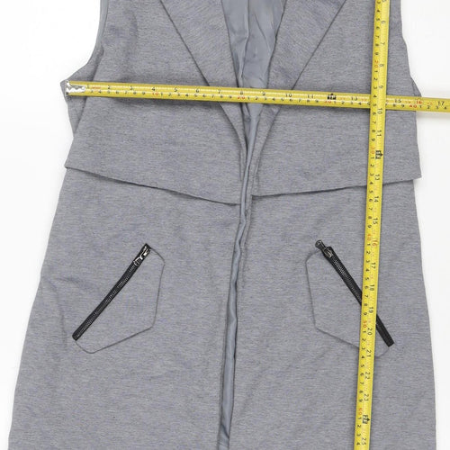 Atmosphere Women Grey Size 10 Long Sleeveless Zip Pocket Waistcoat
