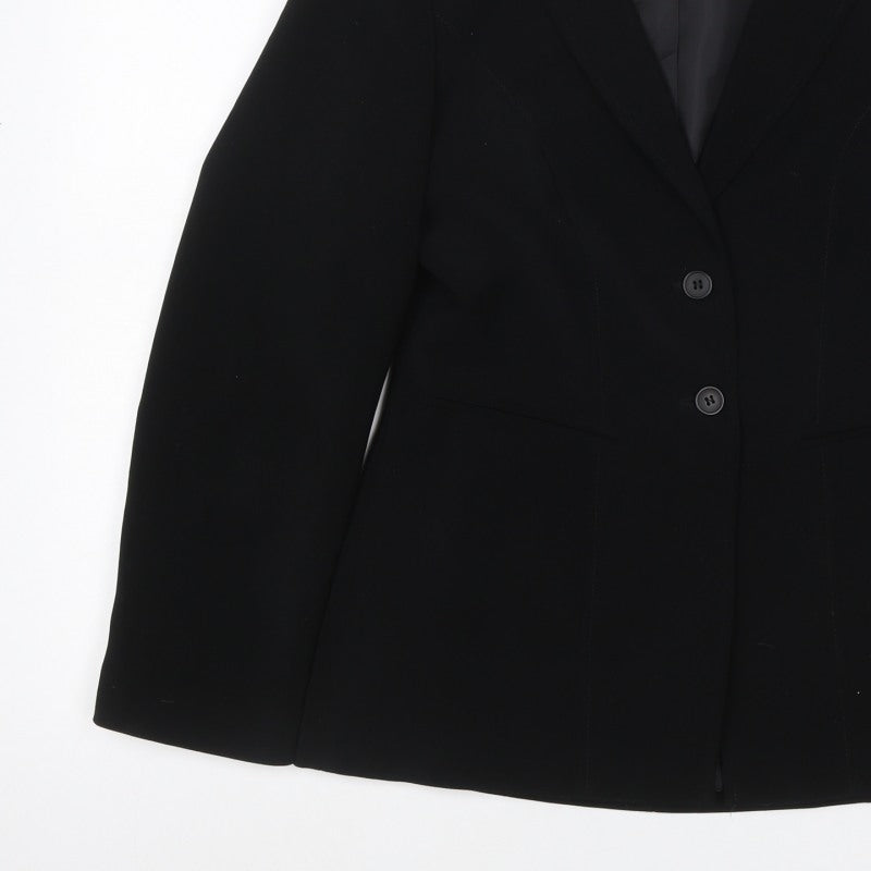 Fellini Women Black UK 10 Two Button Tailored Lined Blazer Jacket