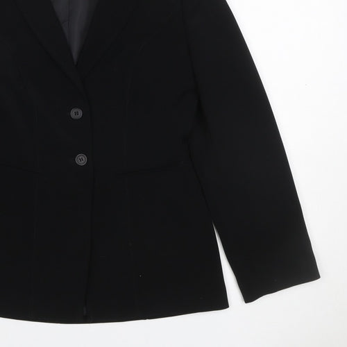 Fellini Women Black UK 10 Two Button Tailored Lined Blazer Jacket