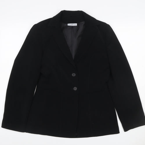Fellini Women Black UK 10 Two Button Tailored Lined Blazer Jacket