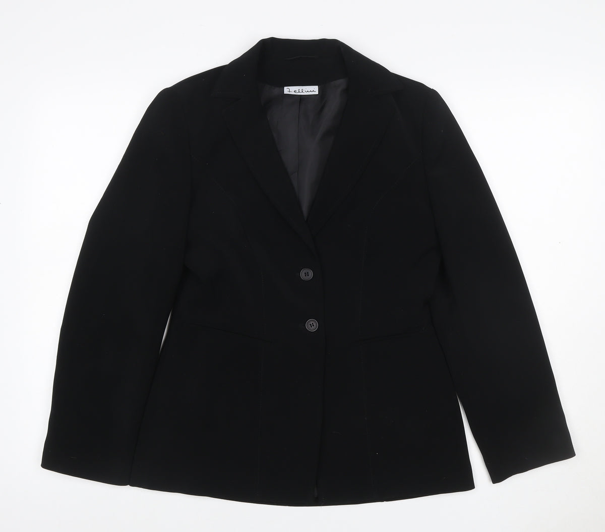 Fellini Women Black UK 10 Two Button Tailored Lined Blazer Jacket
