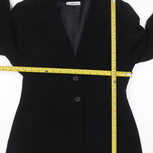 Fellini Women Black UK 10 Two Button Tailored Lined Blazer Jacket