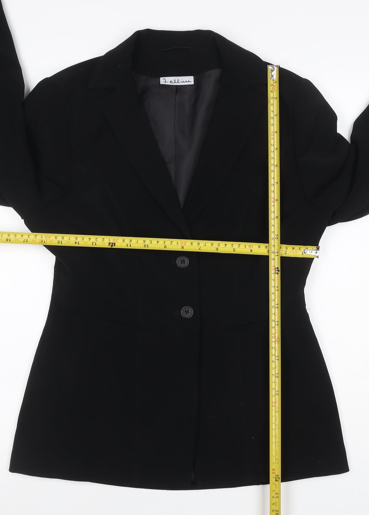 Fellini Women Black UK 10 Two Button Tailored Lined Blazer Jacket