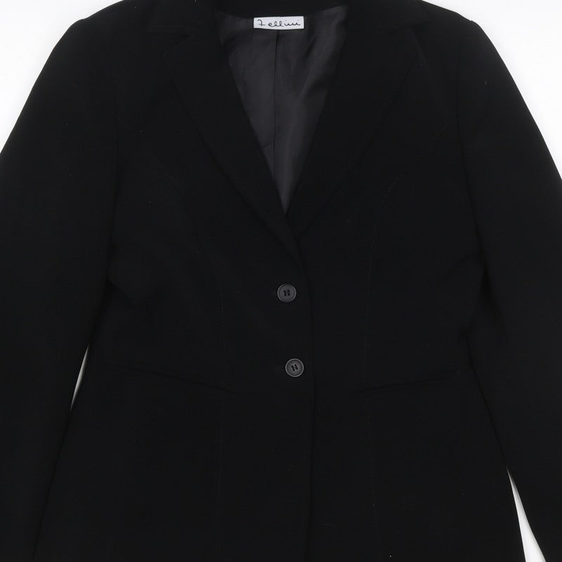 Fellini Women Black UK 10 Two Button Tailored Lined Blazer Jacket