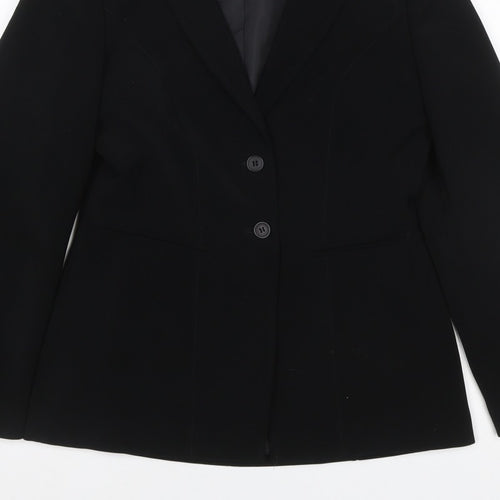 Fellini Women Black UK 10 Two Button Tailored Lined Blazer Jacket