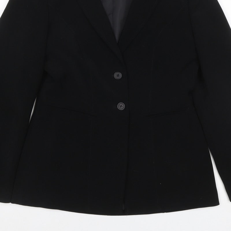 Fellini Women Black UK 10 Two Button Tailored Lined Blazer Jacket