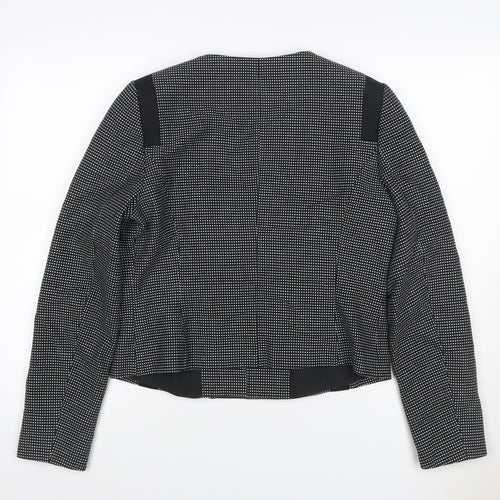 Next Women Black White Geometric Zip Cropped Jacket UK 14 Lined