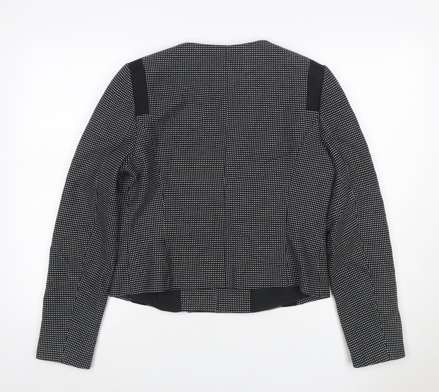 Next Women Black White Geometric Zip Cropped Jacket UK 14 Lined