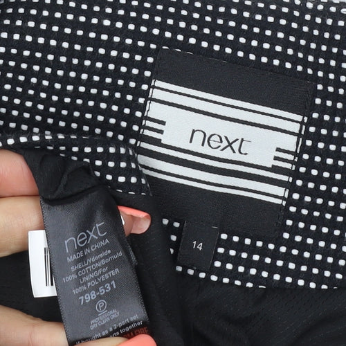 Next Women Black White Geometric Zip Cropped Jacket UK 14 Lined
