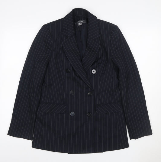 Primark Women Black Pinstripe UK 8 Double-Breasted Peak Lapel Blazer