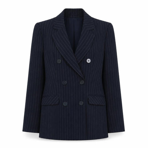 Primark Women Black Pinstripe UK 8 Double-Breasted Peak Lapel Blazer