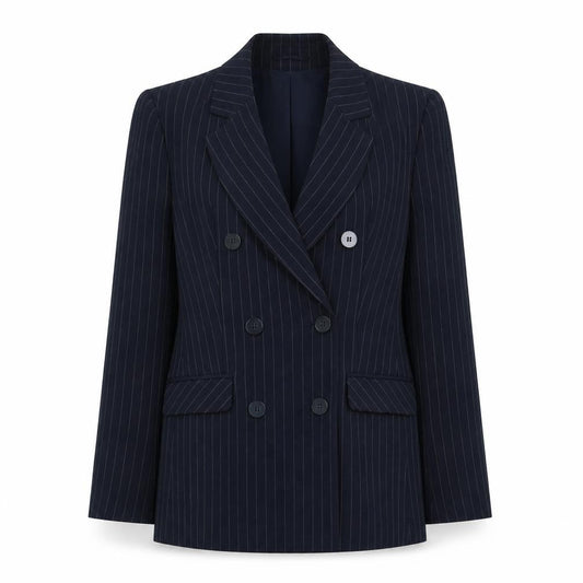 Primark Women Black Pinstripe UK 8 Double-Breasted Peak Lapel Blazer
