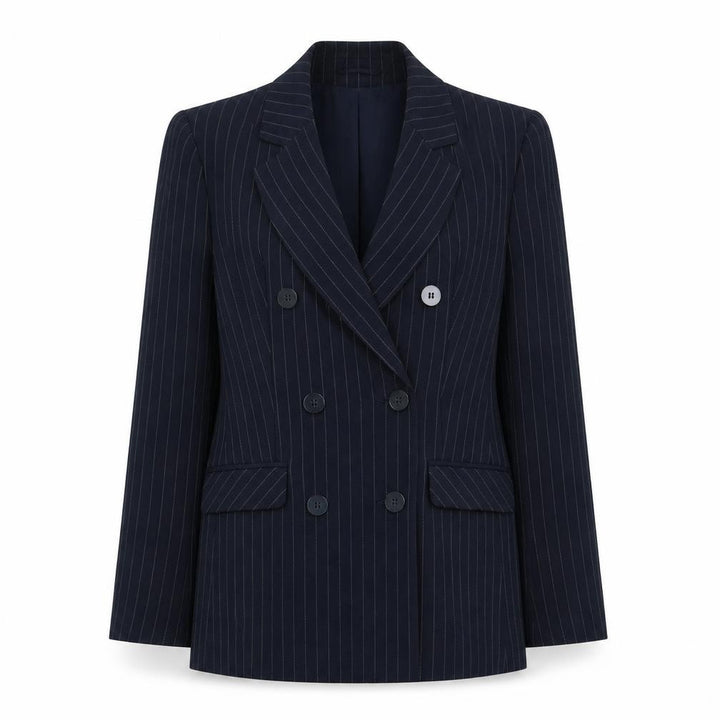Primark Women Black Pinstripe UK 8 Double-Breasted Peak Lapel Blazer