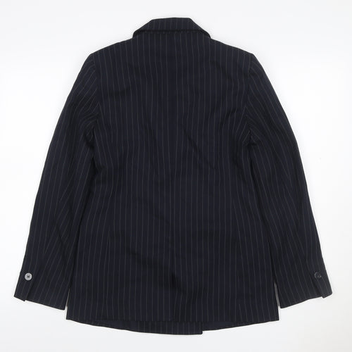 Primark Women Black Pinstripe UK 8 Double-Breasted Peak Lapel Blazer