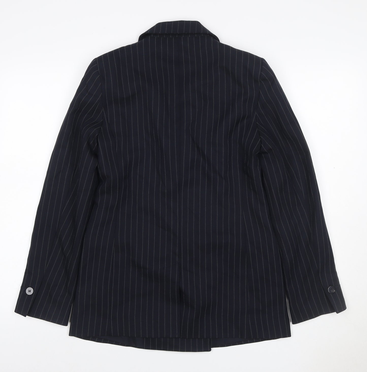 Primark Women Black Pinstripe UK 8 Double-Breasted Peak Lapel Blazer