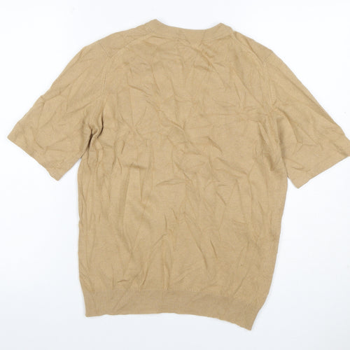 Julie & Scott Women Beige Size 36 Cashmere Knit Short Sleeve Jumper