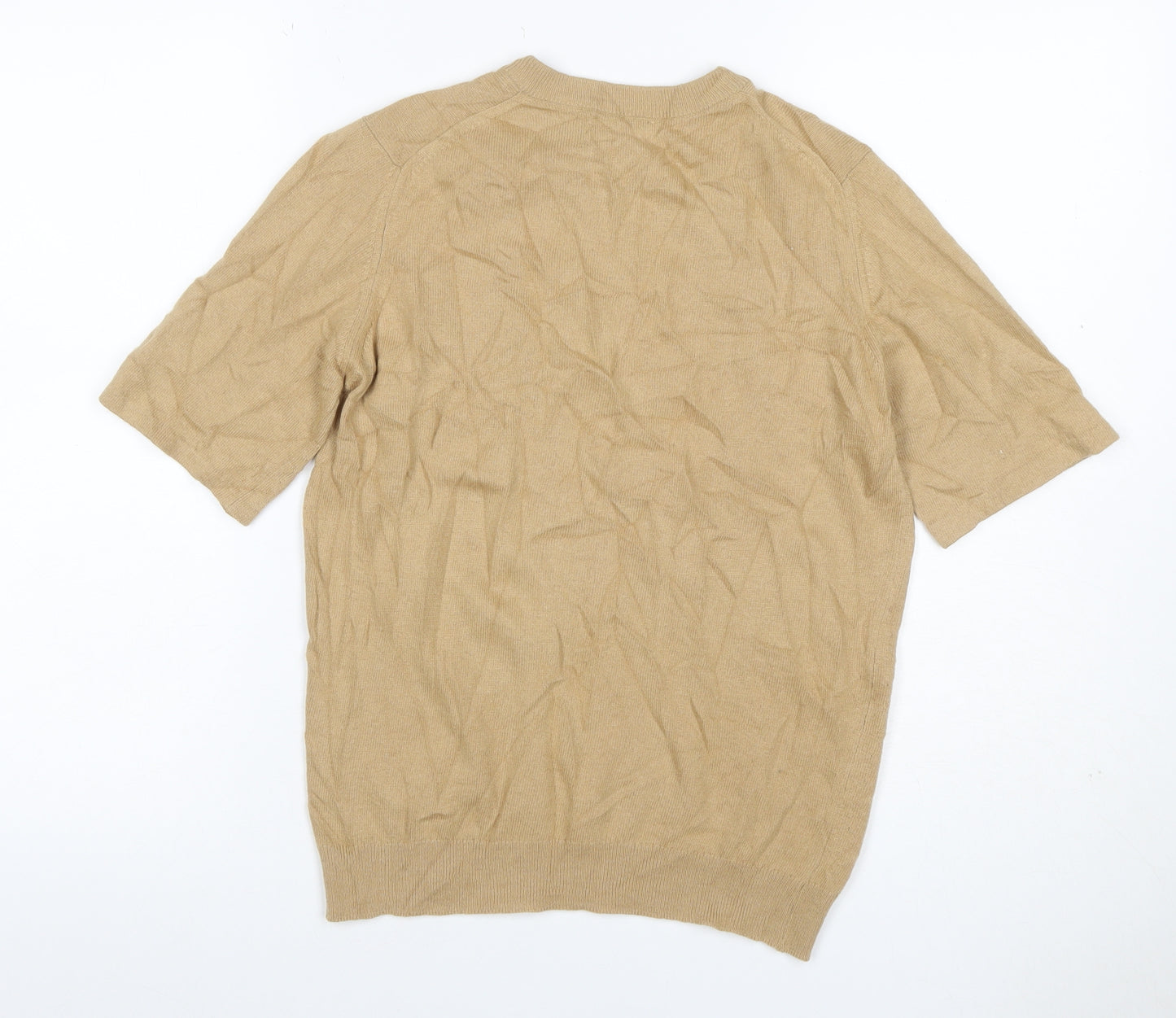 Julie & Scott Women Beige Size 36 Cashmere Knit Short Sleeve Jumper