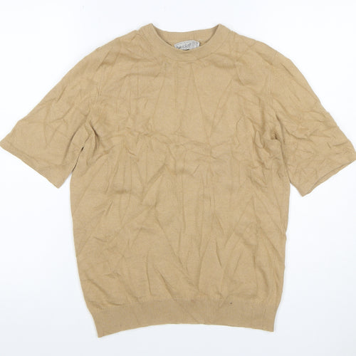Julie & Scott Women Beige Size 36 Cashmere Knit Short Sleeve Jumper