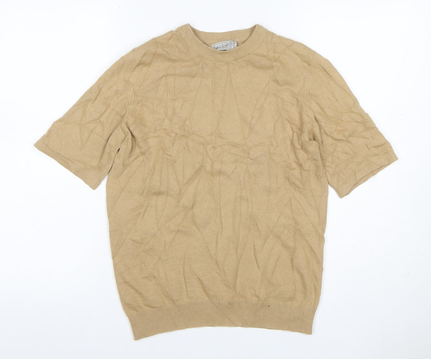 Julie & Scott Women Beige Size 36 Cashmere Knit Short Sleeve Jumper