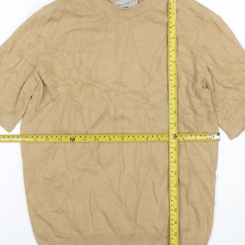 Julie & Scott Women Beige Size 36 Cashmere Knit Short Sleeve Jumper